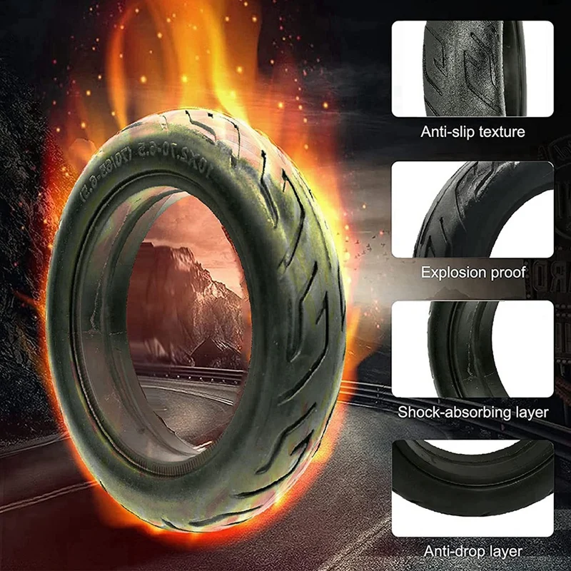 Solid Tire 10 Inch, 10X2.70-6.5 70/65-6.5 Scooter Airless Puncture-Proof Design Explosion-Proof Solid Rubber Tires