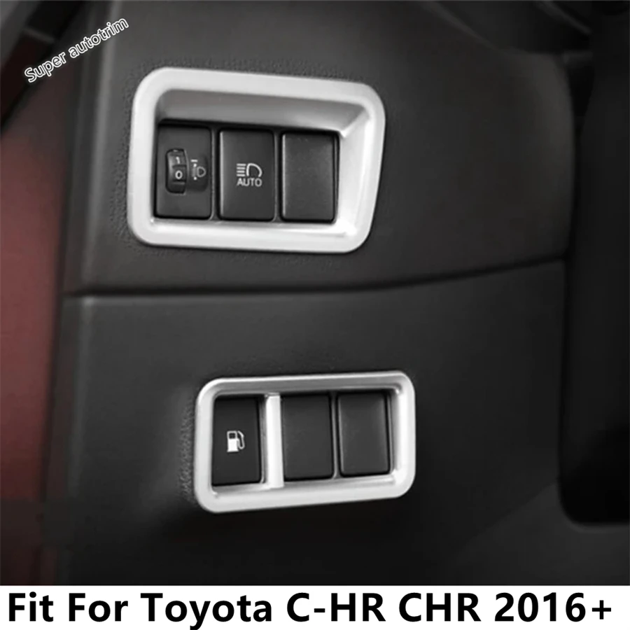 

Car Front Head Lights Lamps Headlight Switch Button Cover Trim ABS Carbon Fiber Accessories Fit For Toyota C-HR CHR 2016 - 2022