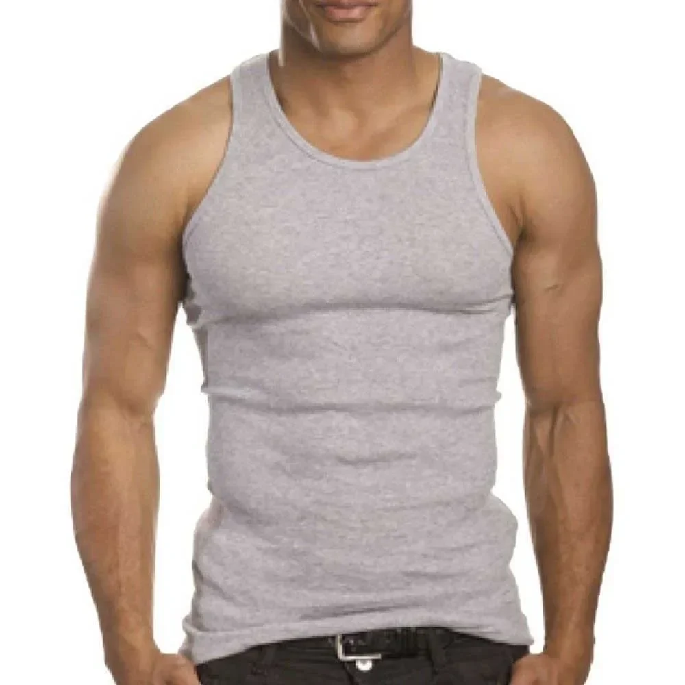 Men Tank Tops Vest Cotton Blend L~3XL Plus Size Sport Fitness T Shirts T-Shirt Fitness Gym Mens Stringer Stronger