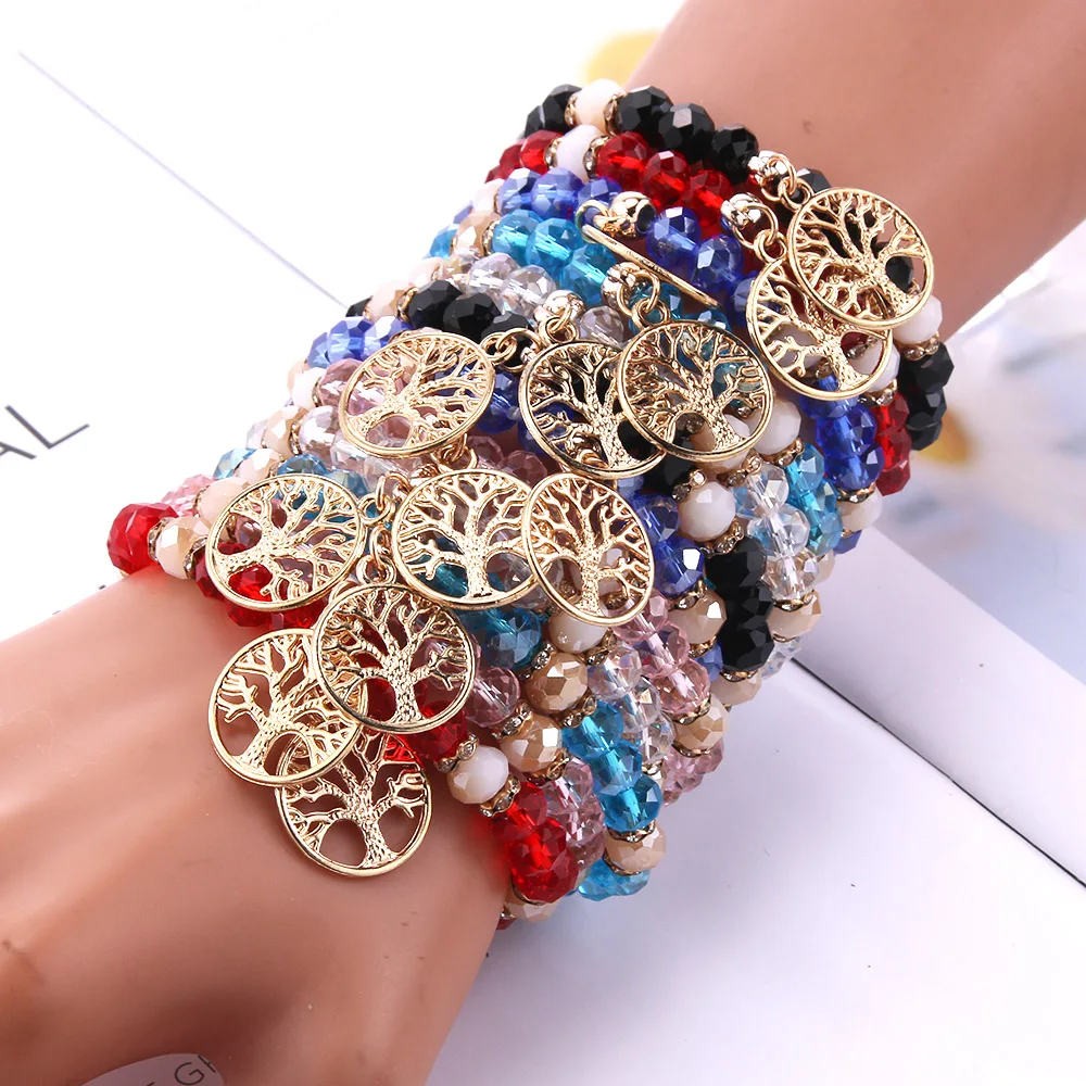 12Pcs/Lot High Quality Color Natural Stone Mixed Bracelet Wholesale Women\'s Fashion Charm Beaded Bracelet Jewelry Simple Style