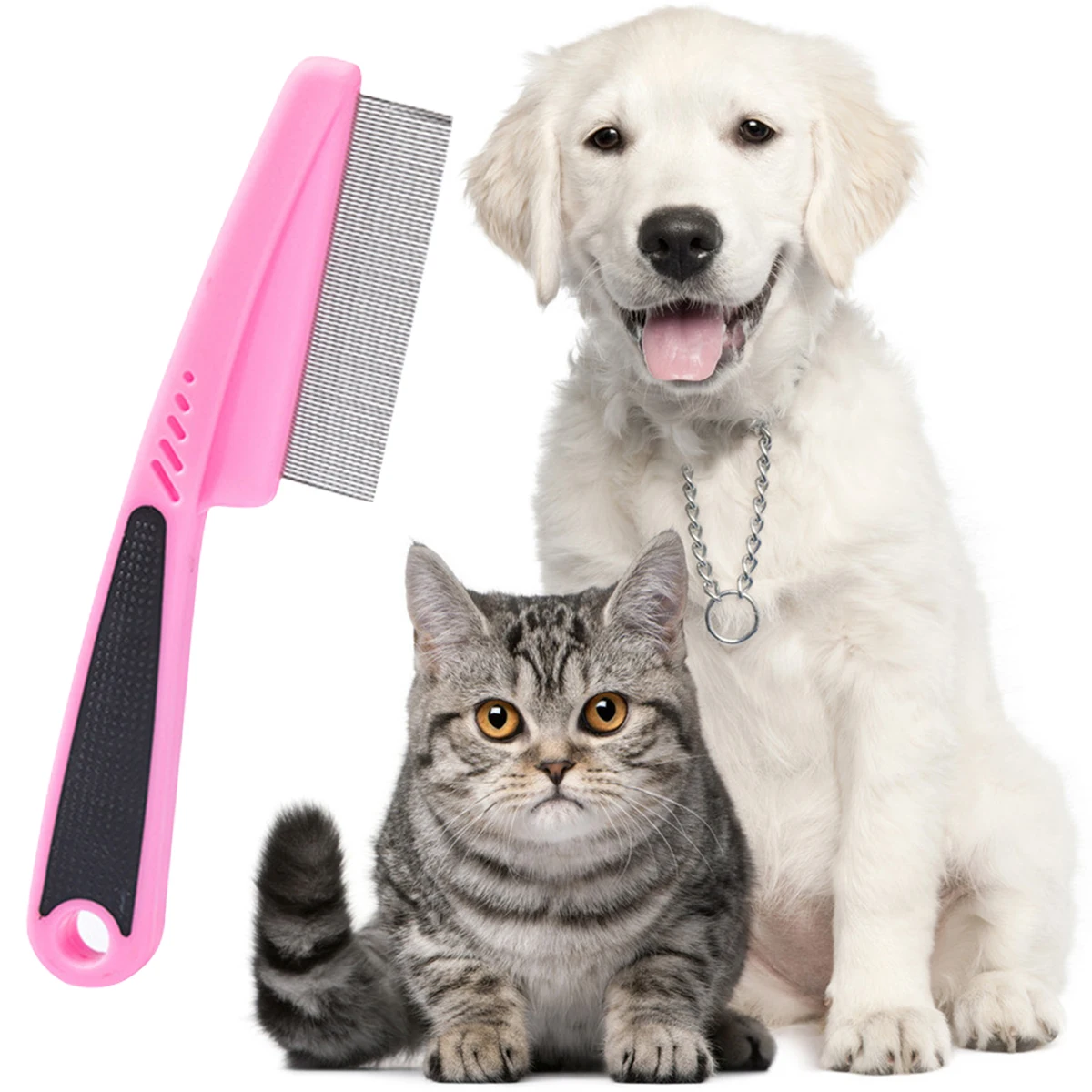 

Upgrade Stainless Steel Pet Dog Cat Anti Lice Comb Long Short Needle Dog Grooming Deworming Eggs Knot Grooming Grate Flea Combs