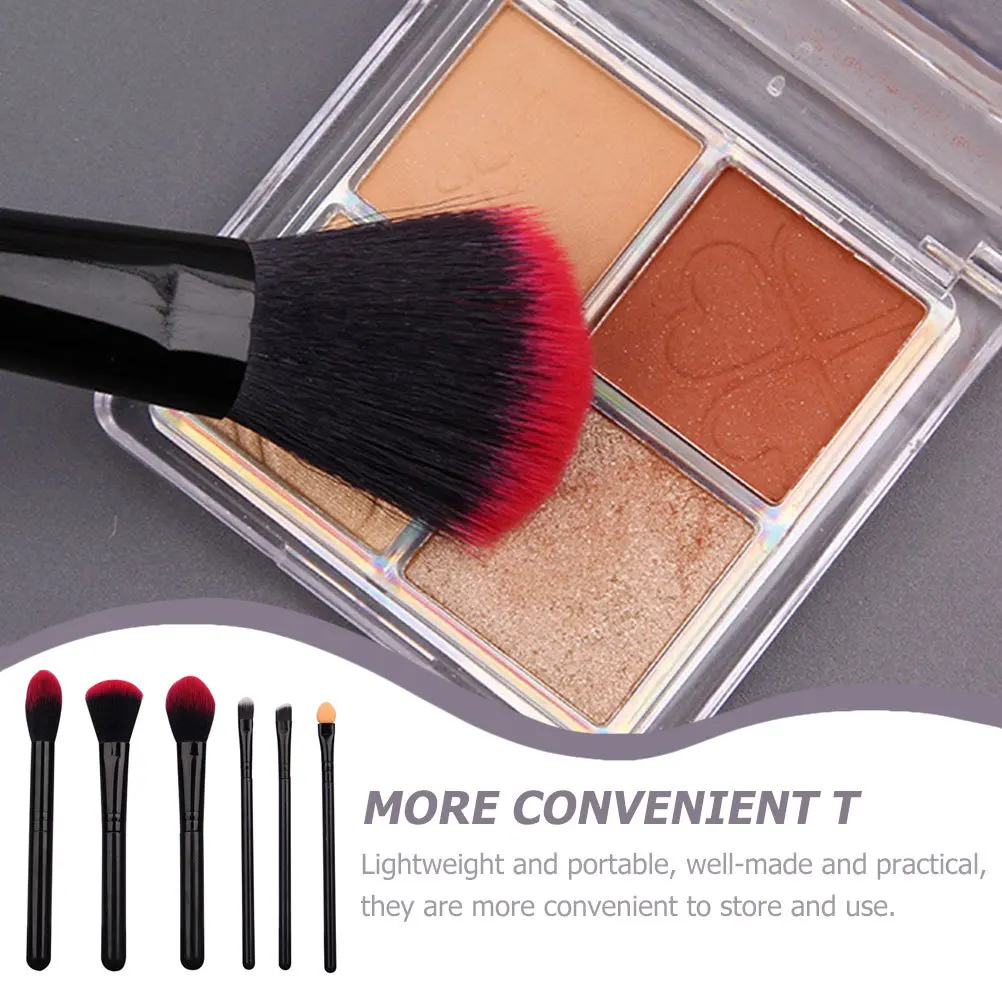 Set di pennelli per trucco da 6 pezzi Cosmetici professionali Setole morbide Manico durevole Strumenti di bellezza per il viso Portatili per ombretto per fondotinta