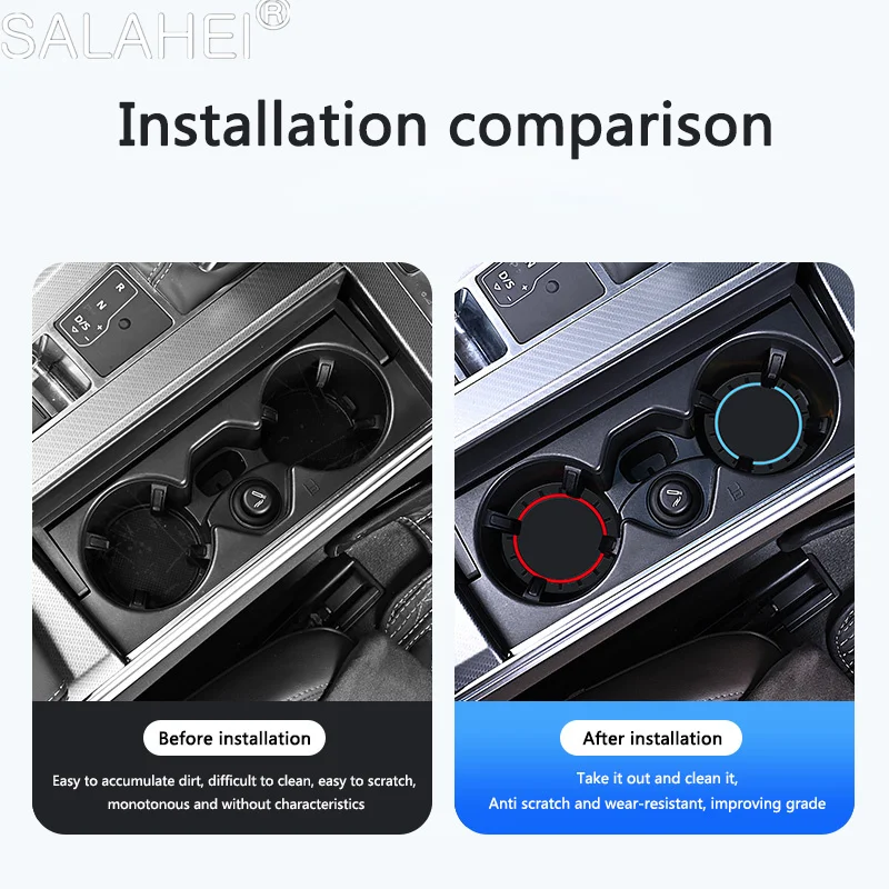 2Pcs Car Coaster Silica GEL Pattern Non-slip Water Cup Pad Anti-Dirt For Ford Escort KA Flex Everest KA Expedition Falcon Fusion