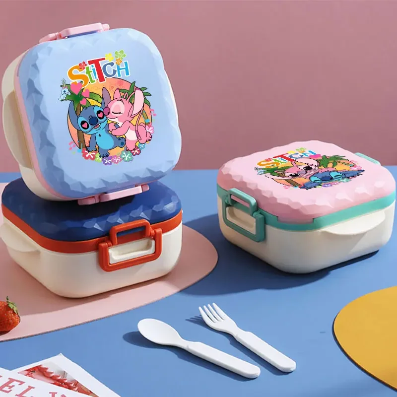 800ml Student Lunch Box for Lilo&Stitch Microwave Safe BPA Free Comes with A Spoon and Fork and Is A Portable Office Bento Box