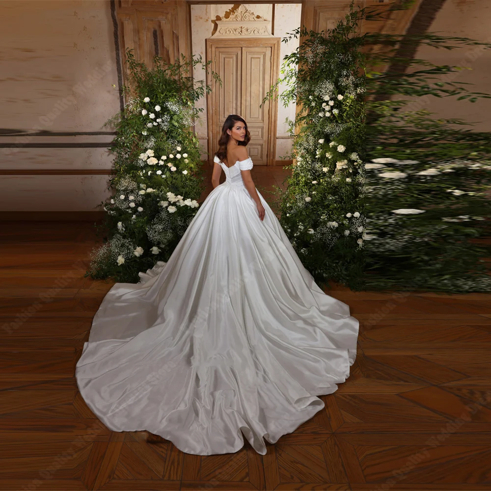 Sweetheart Off The Shoulder abiti da sposa da donna eleganti abiti da sposa a-line lunghezza di lavaggio Celebrity Banquet Vestidos De Novia