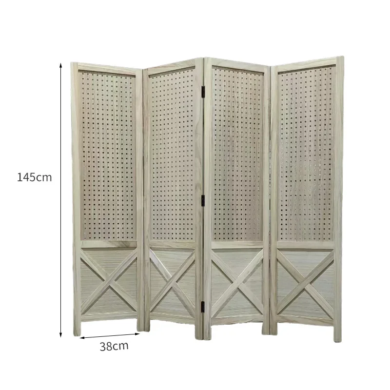 Spot entrance partition solid wood louver screen is now simple and light luxury living room solid wood grille partition screen c