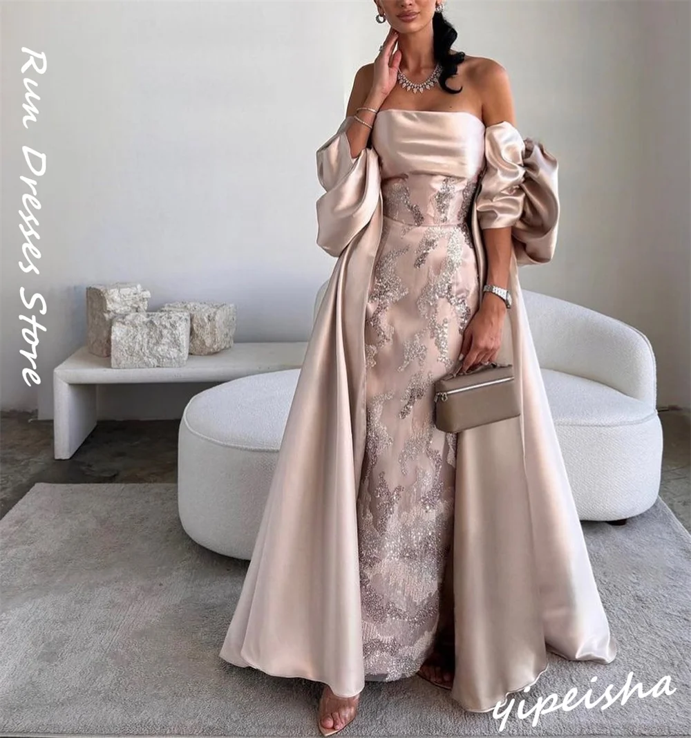 Personalizado elegante fora do ombro bainha até o chão vestidos de noite miçangas vestido de ocasião formal para mujer elega