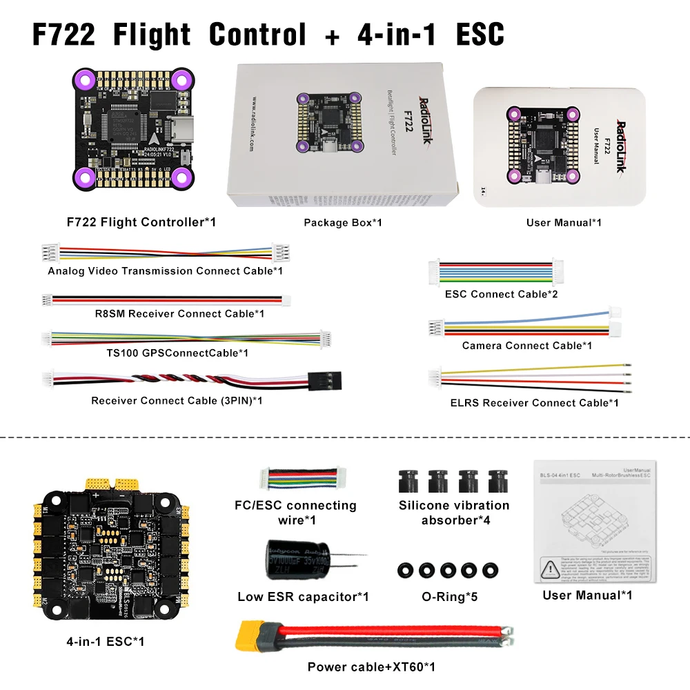Radiolink F722 Stack F722 FC With 55A 4-IN-1 Brushless ESC For Fixed-wing Helicopter