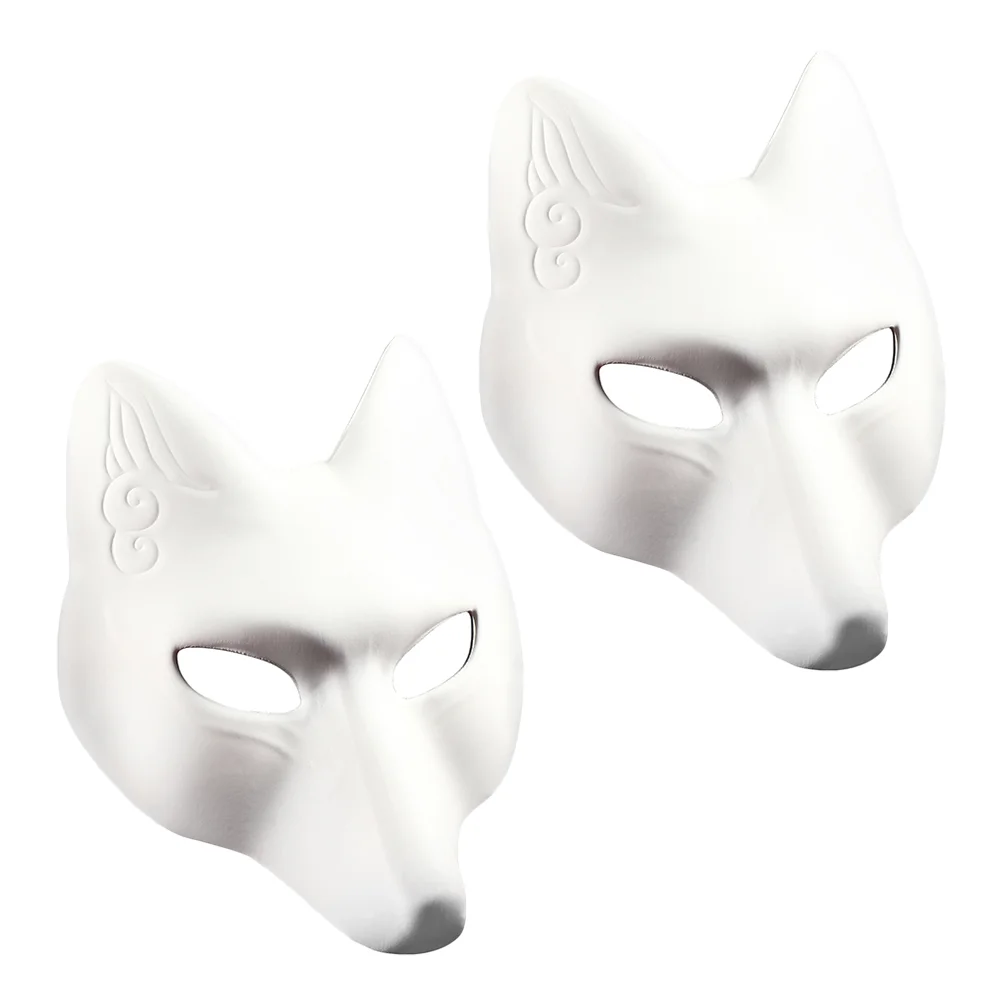 2 Pcs Mask Fox Halloween Animal Face Aldult White Adorable Foxes Party Accessory Child