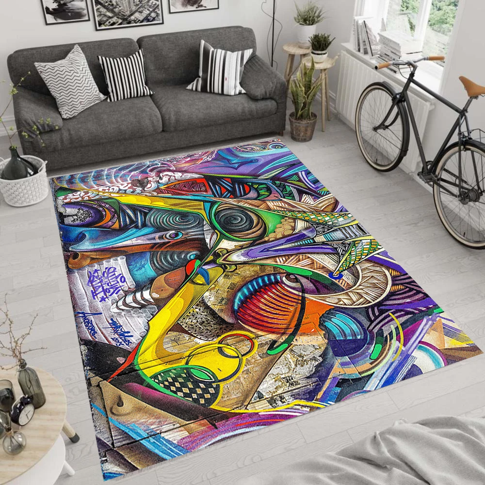 Graffiti Wall Art Rug For Living Room, Fan , Area Rugs, Popular Carpet, Personalized Gift, themed Rug, Home Decor,Rug