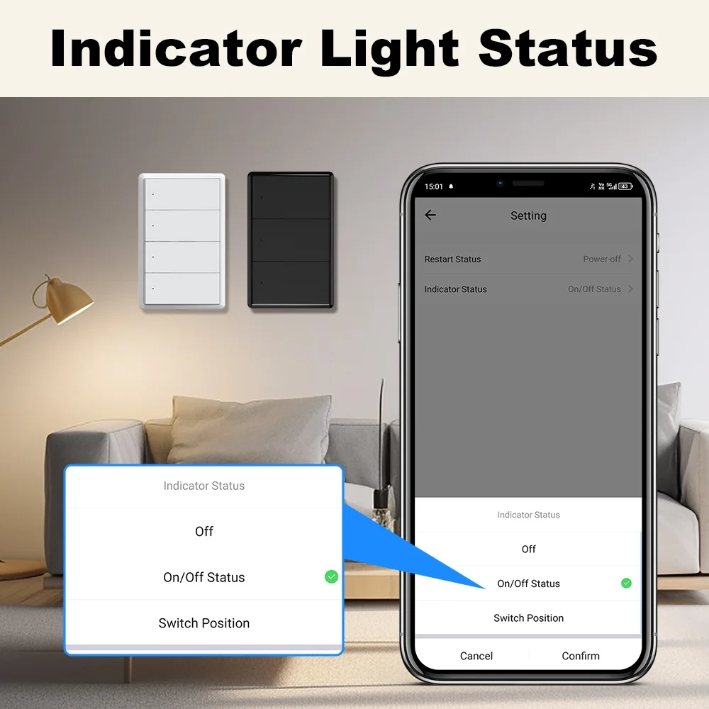 Manhot ZigBee US Smart Light Switch 1-4 Gang Push Button Wall Switch No Neutral Wire Required Work With Tuya  Alexa Google Home image 6