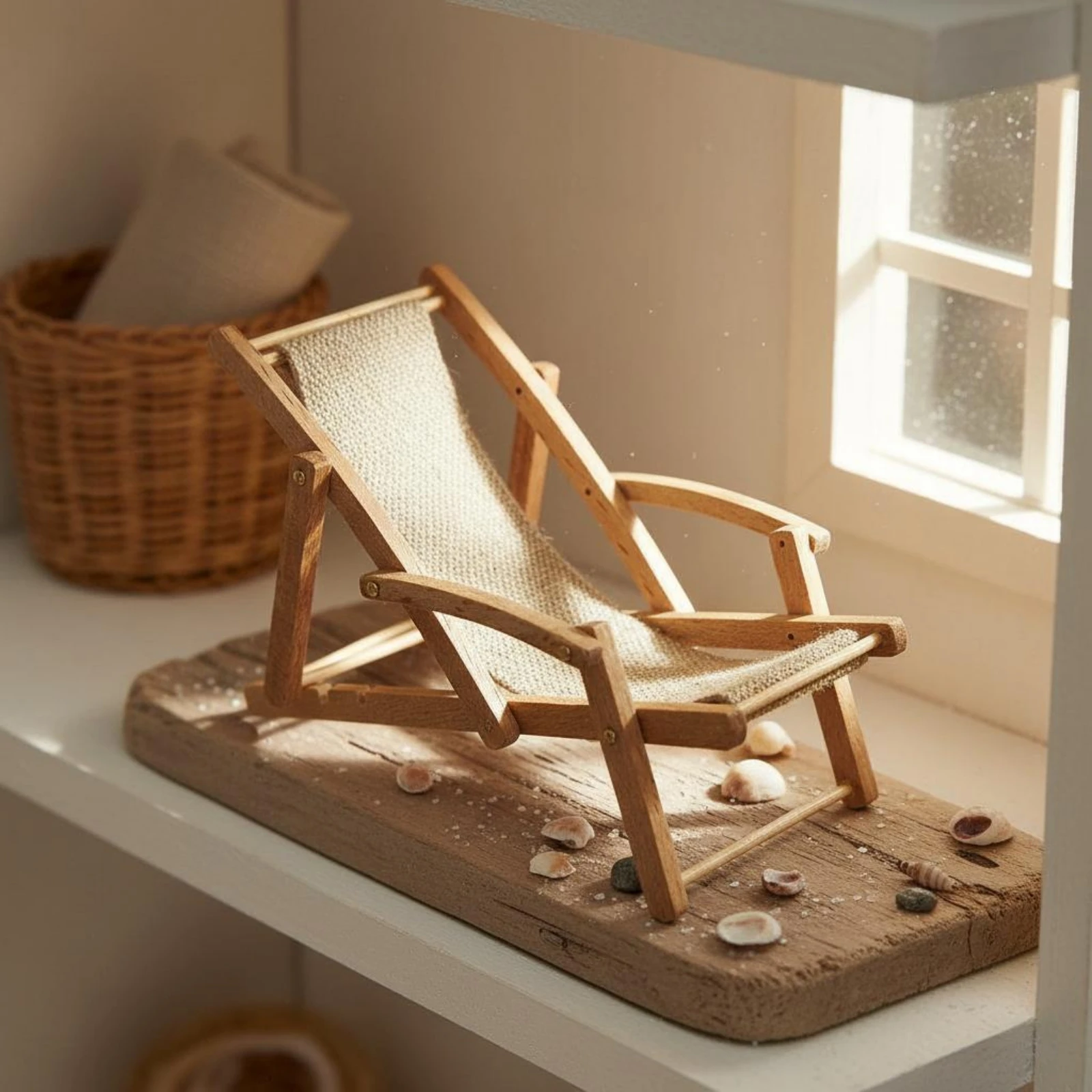 

Miniature Beach Chair Foldable Design Dollhouse Lounge Chair Decorative Decoration for Hobbyists