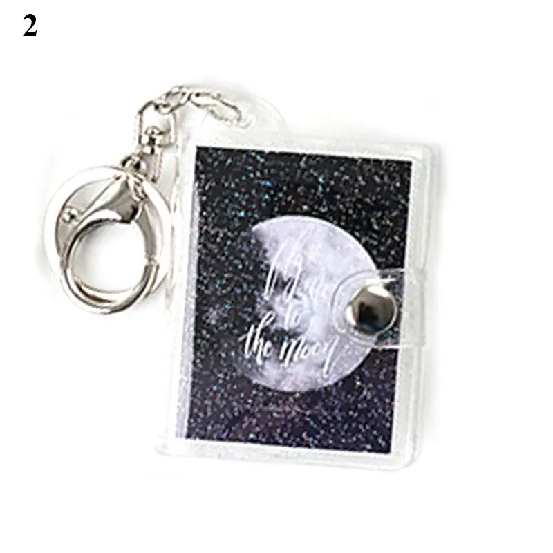 1PC Pockets Portable Key Chain Jewelry Photos Holder 1/2 Inch Mini Photo Albums For Photos Cards Small Album Book Card Holder