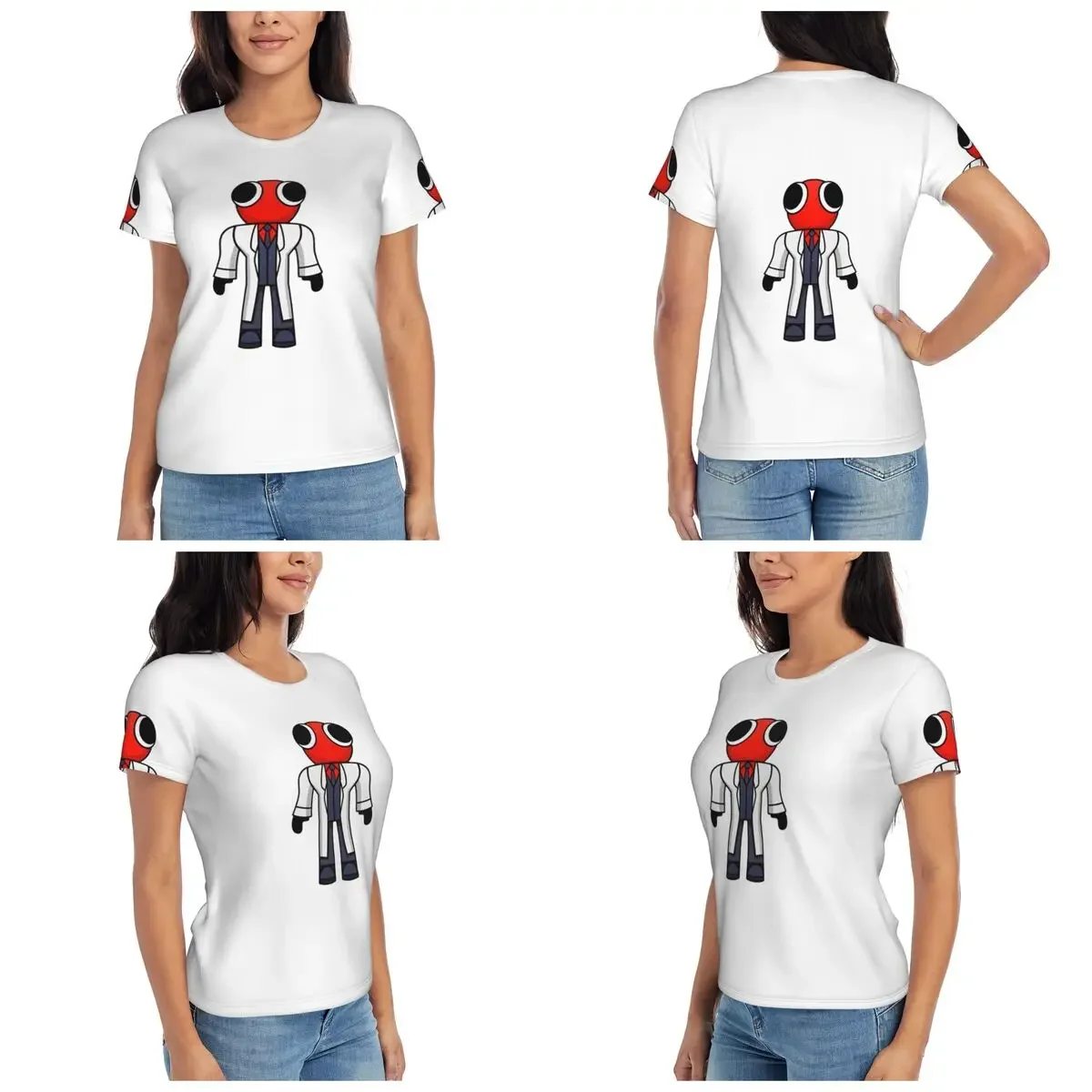 Red Scientist Rainbow Friend T-Shirt Women Short Sleeve T Shirts Round Neck Streetwear Cotton Summer Tees Streetwear