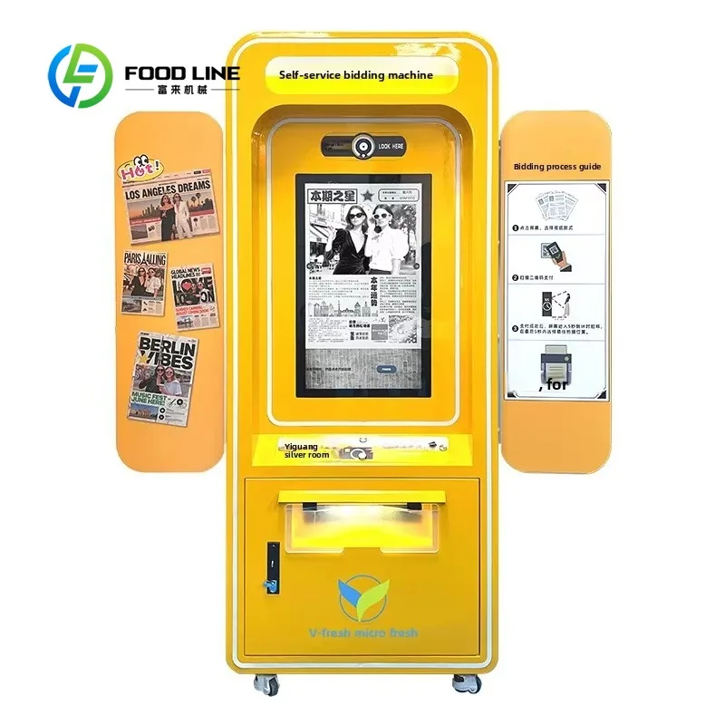 customized newspaper selfie kiosk ai self‑service headshot booth 4g metal framework for scenic retail venue business buyers