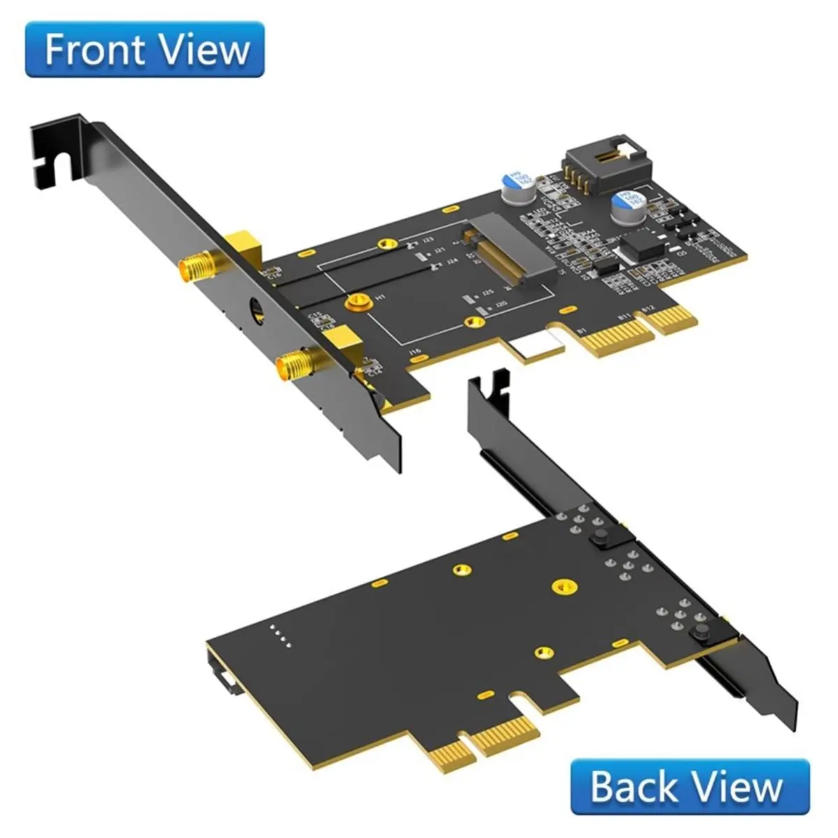 NEW FACTORY~PCIe X1 to M.2 WiFi Bluetooth Adapter with Heatsink Supports A+E Key M.2 Modules,Dual Band 2.4GHz/5GHz Desktop Wirel
