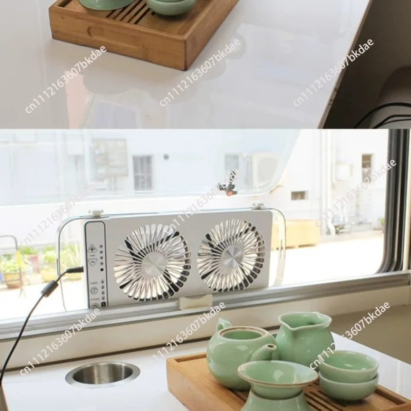 Sunroof ventilation fan Removable bed car Silent double exhaust air inlet fan Car radiator Car cooling
