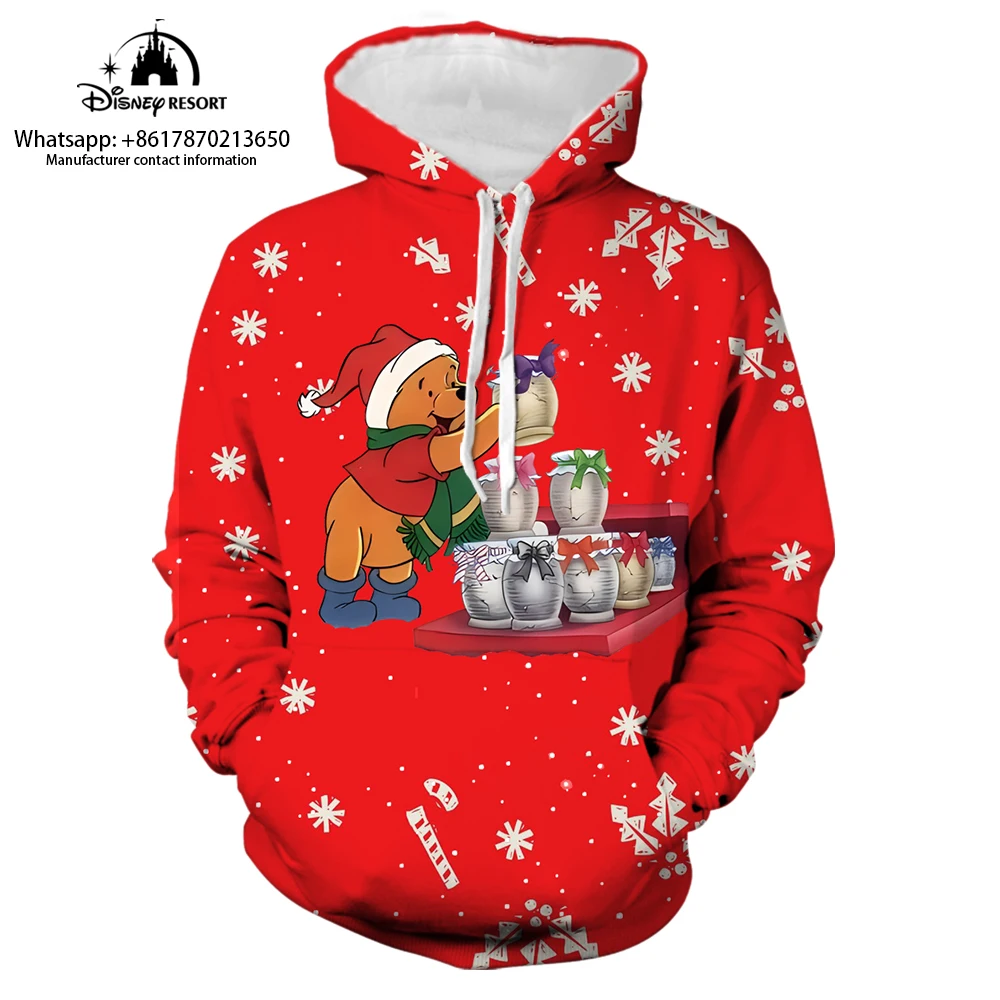 New Mickey Minnie and Winnie the Pooh Cartoon Christmas Disney Brand Hoodie Women Streetwear Fall Long Sleeve Casual Sweatshirt