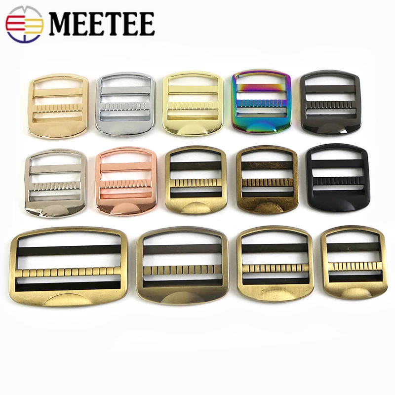 2-10P Backpack Adjuster Metal Buckles 19-50mm Ladder Lock Slider Webbing Strap Tri-Glide Hook Adapter Clothing Belt Buckle Clip