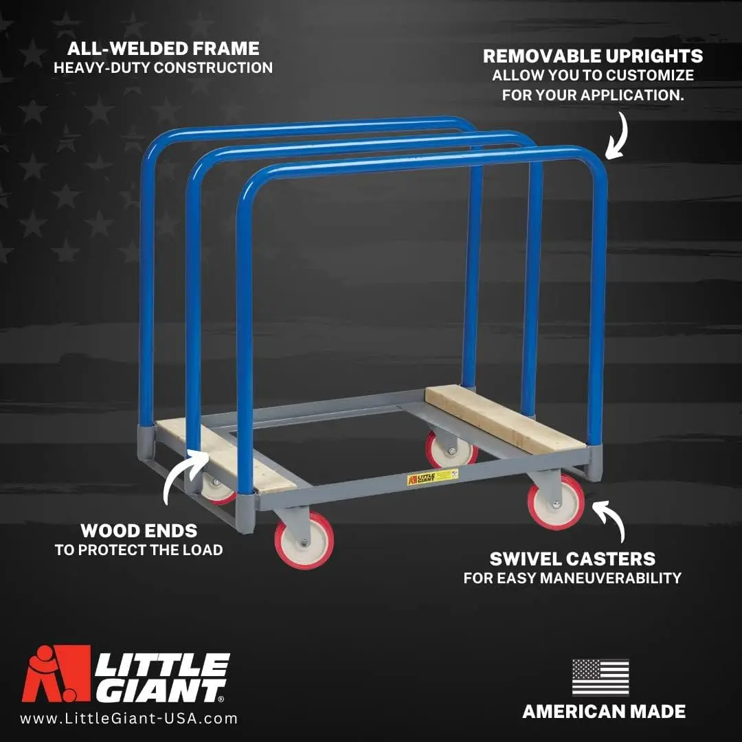 Little Giant Pt-2436-5Py Steel Panel Truck With Swivel Casters And Wood End, 1000 Lbs Load Capacity, 24