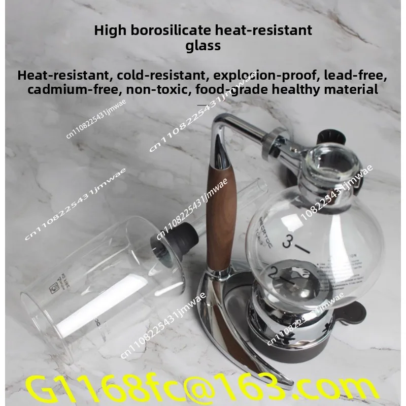 Syphon Siphon Coffee Maker Glass Stovetop Belgian Vintage Style Pot with Alcohol Burner
