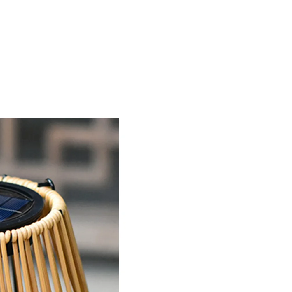 Outdoor Rattan Solar Lantern Waterproof Hanging Bamboo Chandelier Lamp with Handle Solar Powered Decorative Light for Garden