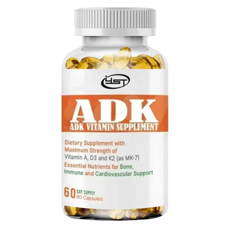 ADK Vitamin Supplement, High Efficiency Vitamin A, D3 5000 IU, and K2-MK7, Used for Bone and Immune Support - Non GMO