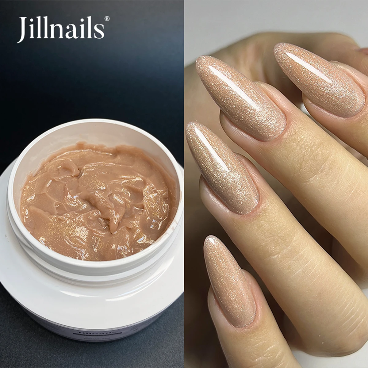 

Jillnails Shimmer Gold Hard Jelly Builder Nail Gel for Nails Extension Pink Cream Gel 50g 50ml