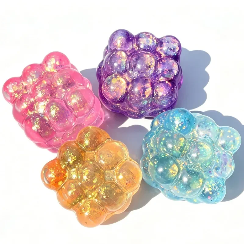 Squishy Shining Brightly Cubes Maltose Squeeze Toy Pinch Cubes Maltose Stress Relief Toy Squeezing Colored Decompression Gifts