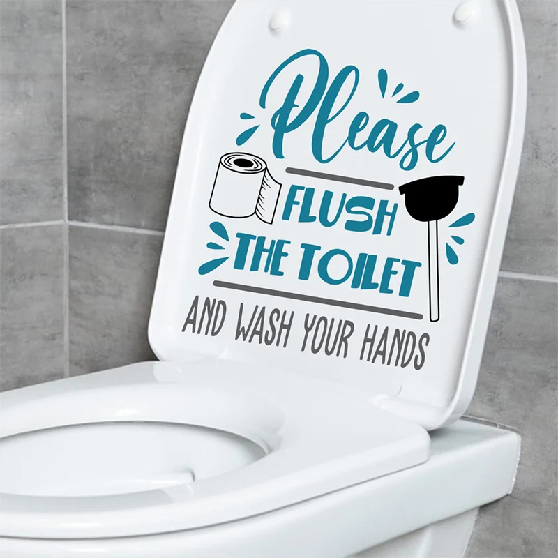 Flush The Toilet PVC Toilet Stickers Creative Washroom Toilet Stickers Removable PVC Waterproof Self-adhesive Decals