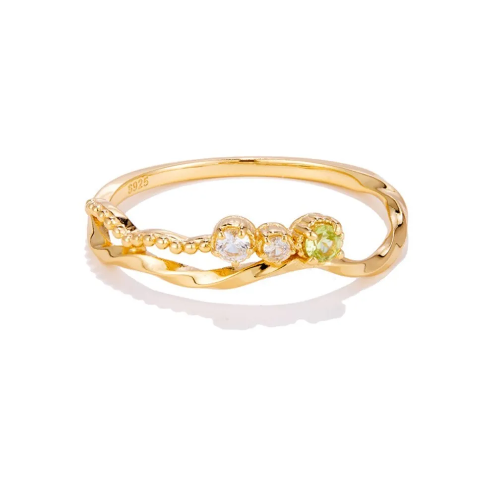 MOBUY خاتم الأحجار الكريمة الزبرجد الطبيعي للنساء نمط المحكمة أنيق رائع 925 فضة الذهب Vermeil غرامة مجوهرات