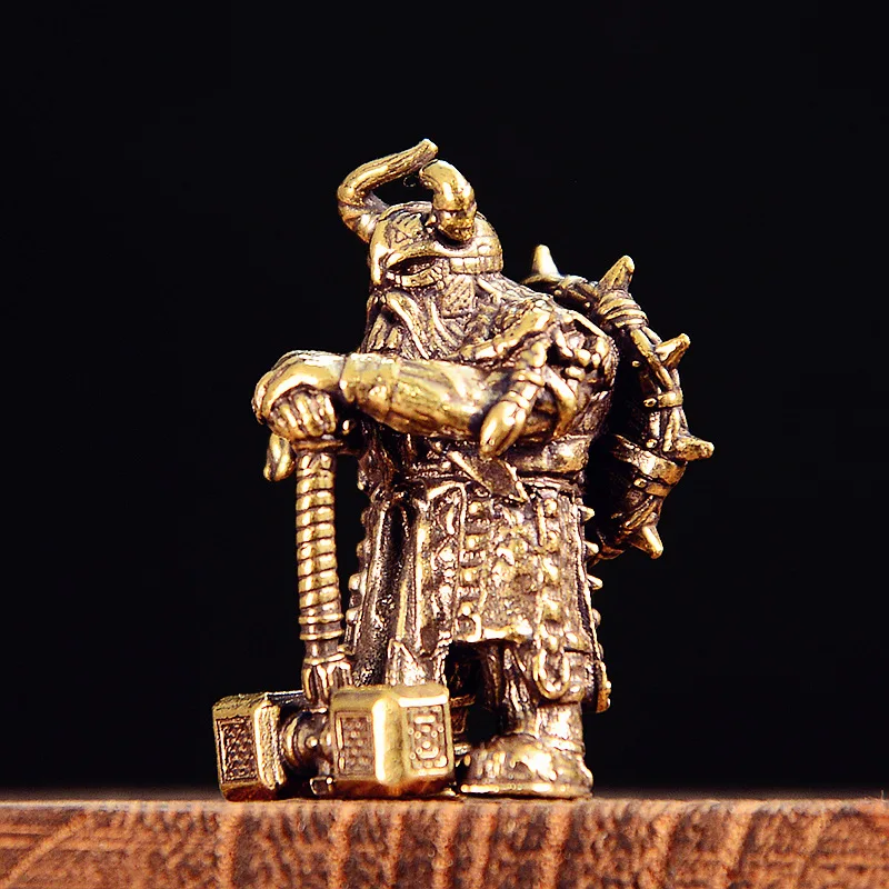 Northern Divine Hammer Miniatures 3.3cm Brass Mythical Relic Sculpture Crafts Ornaments Collectible Sculpture Home Office