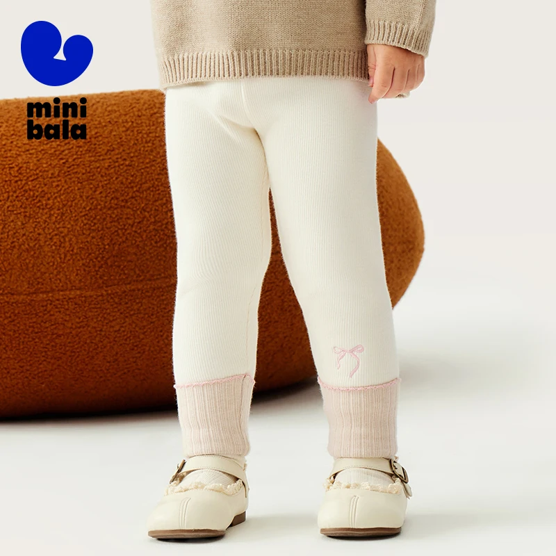 

Mini Bala Girls Leggings 2025 Winter New Soft Skin Friendly High Stretch Sweet Pants