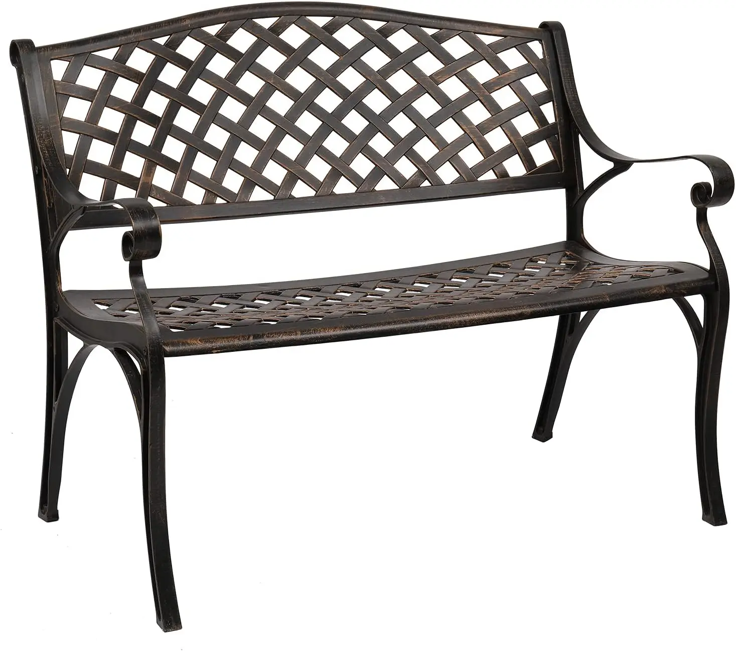 Outdoor Patio, Garden, Yard, Lawn, Entryway, Deck - Anti-Rust Cast Iron & Cast Aluminum Frame, Brown - Ideal for Outdoor Decor