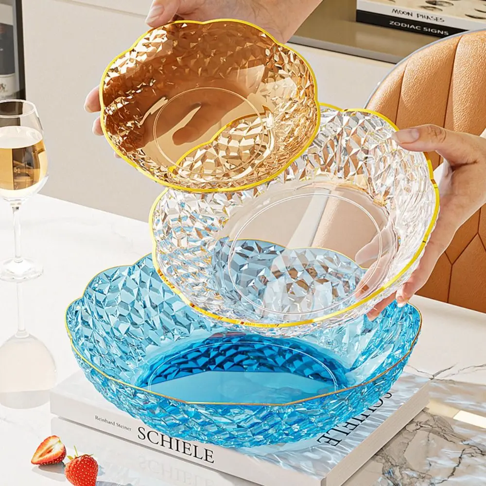 رائعة زهرة على شكل أطباق فاكهه شفافة الماس الحلوى صينية للسلطة عرض ضوء طبق للوجبات الخفيفة الفاخرة المنزلية #1