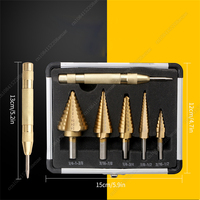 6Pcs 1/4 3/8 Inch HSS Straight Groove Step Drill Bit Titanium Coated Wood Metal Hole Cutter Core Drilling Tools Set Drill Bit