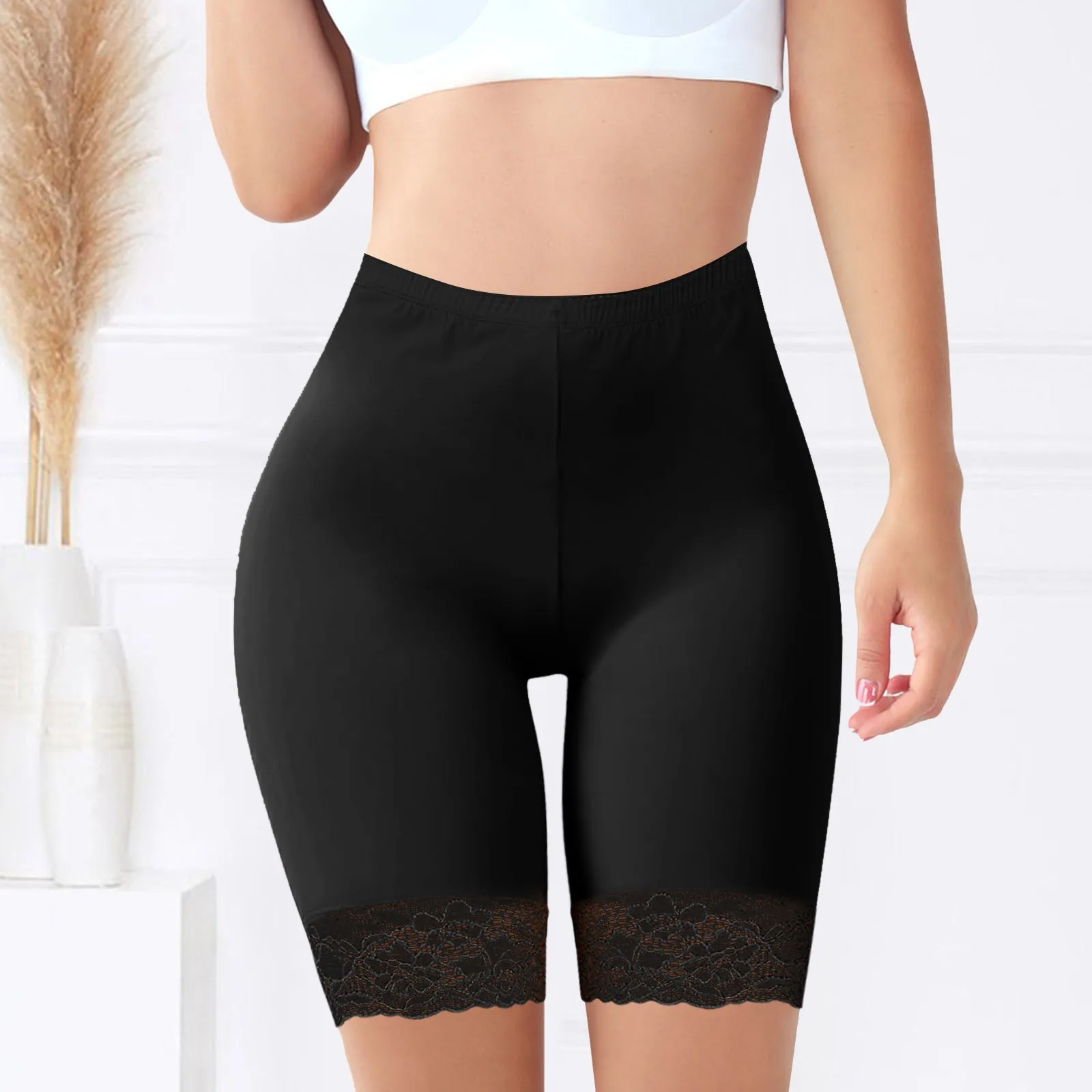 Women Safety Pants Elastic Soft Comfortable Modal Material Nude/Black Shorts Lace Safety Short Pants Female Lingerie Leggings