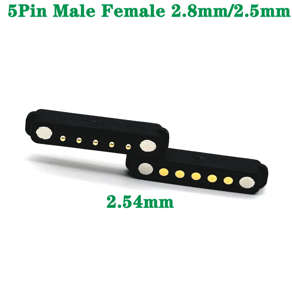 1Pair 1A Waterproof Magnetic Pogo Pin Connector 5 Pin Male Female 2.8mm/2.5mm Spring Load DC Power Socket 5Pin
