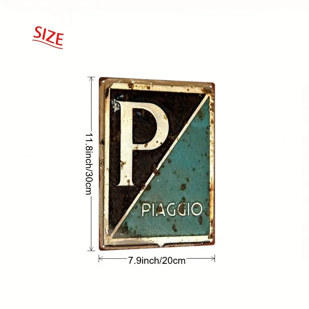 مسطح ثنائي الأبعاد - لوحة لافتة معدنية عتيقة من بياكونسينو مقاس 8 × 12 بوصة |   ديكور حائط حديدي ريفي بتصميم P وحرف P |   مثالية لغرفة النوم