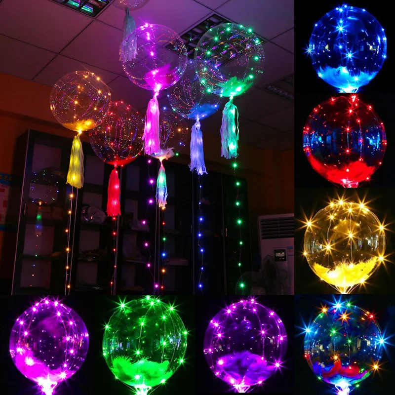 Colorful LED Bobo Balloon Glowing Led Helium Ballon Kids Baby Toy Birthday Party Gift Wedding Bridal Shower Christmas Decoration