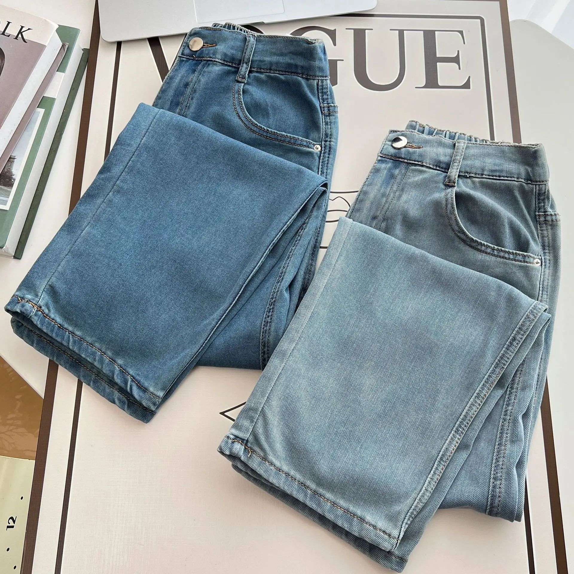 Summer Thin Jeans Women 2024 New Plus Size High Waist Slim Stretch Denim Straight Ankle-length Pants