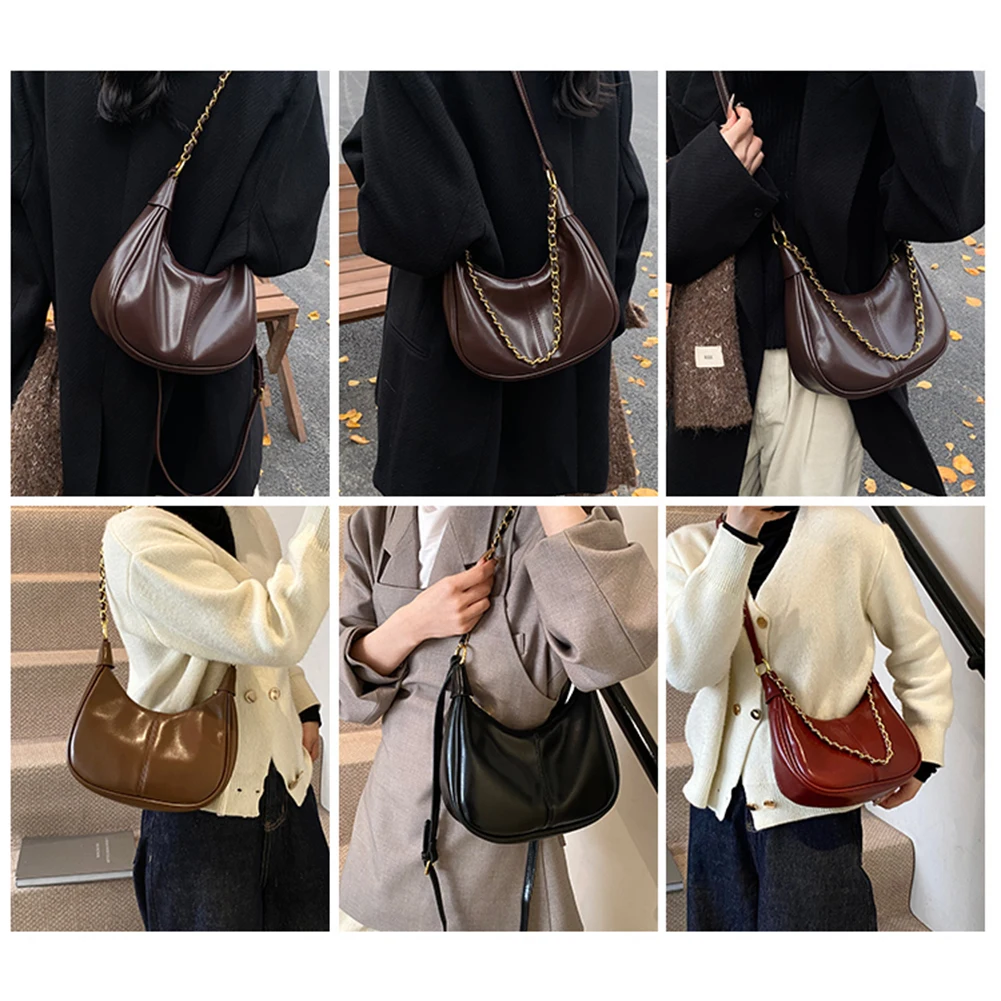 

Женская ретро-сумка в форме полумесяца, большая вместительная повседневная сумка через плечо с регулируемым ремнем, мягкая сумка-тоут, женская сумка для путешествий и работы