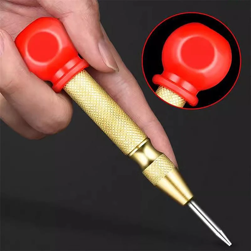 Automatic Center Punch Woodworker Metal Firing Pin Puncher Steel Drilling Holes Window Breaker Spring Loaded Dent Mark Hand Tool