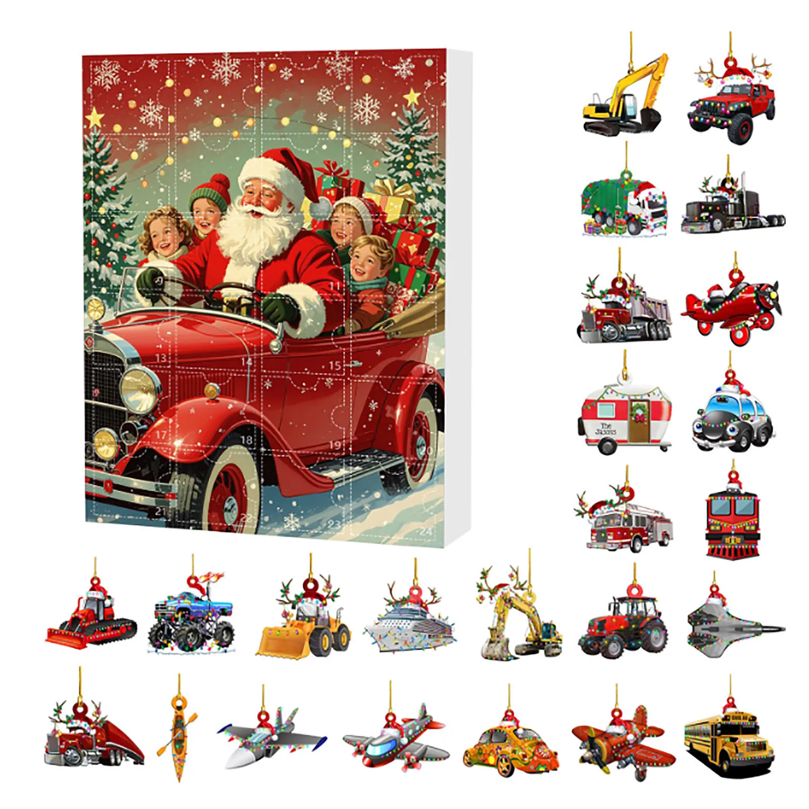 Giocattoli di moda 2025 24 giorni di Natale Conto alla rovescia a sorpresa Calendario da appendere a parete 2d Ciondolo acrilico decorativo per bambini Popolare