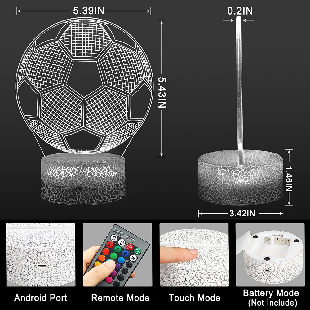 ไฟกลางคืนสำหรับเด็กไฟ3D ฟุตบอลภาพลวงตา lampu tidur วันเกิดวันคริสต์มาสของขวัญฟุตบอลสำหรับเด็กหญิงเด็กชายไฟตกแต่งห้องนอน