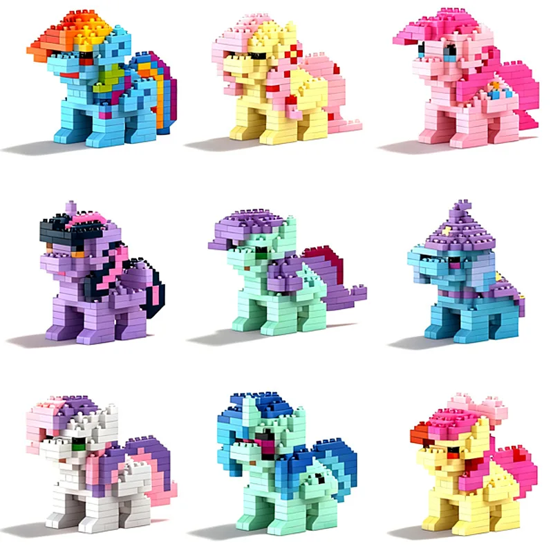 Blocs de construction My Little Pony Lega Equestria pour filles, blocs de construction scintillants, jouets de personnages de dessins animés pour enfants