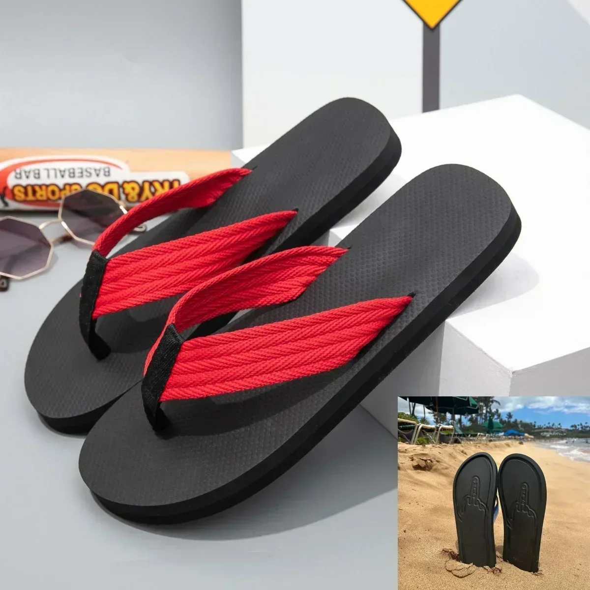 Versteckte Mittelfinger Hausschuhe Figur mit Beinen schnell trocknende Flip Flops Parodie Mittelfinger Strand Sommer Komfort rutsch feste Sandale