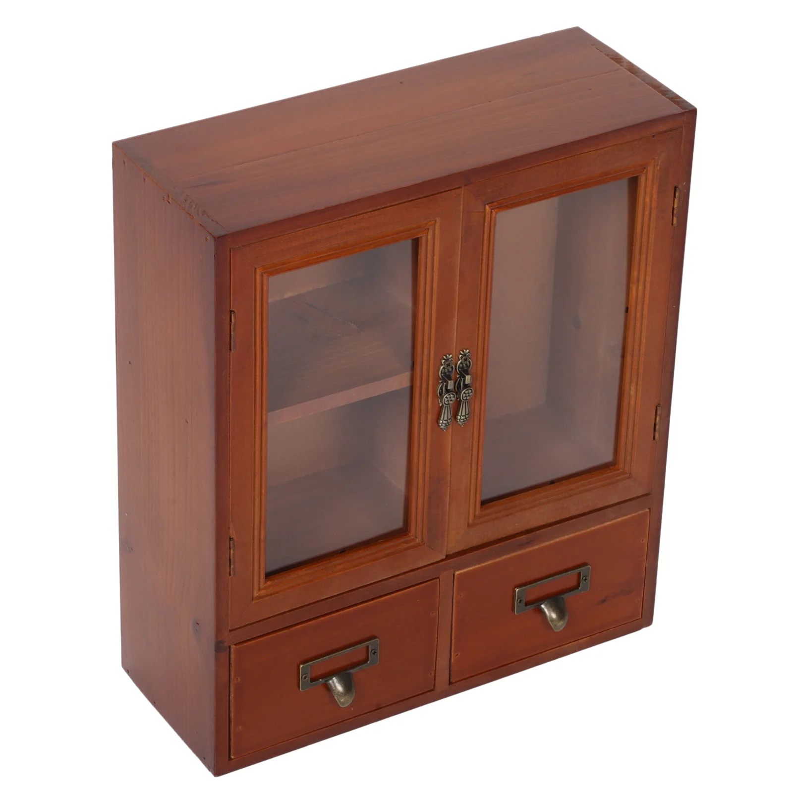 Mini Countertop Cabinet Small Storage Kitchen Display Cabinets Brown Wood Wall Wooden Furniture Shelf Decor