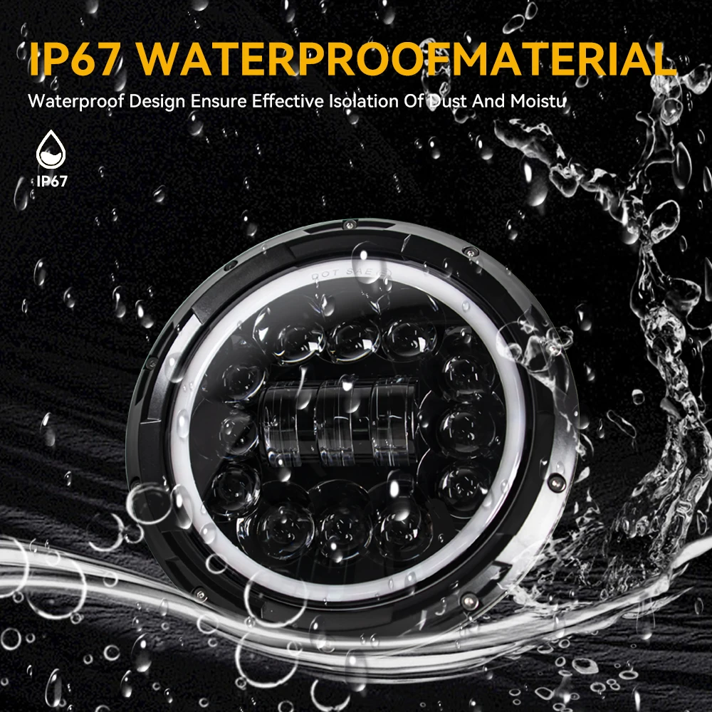 أضواء LED للدراجات النارية 7 بوصة المصباح هالو DRL مصباح لـ Royal Enfield Himalayan 400 411 650 350 Cafe Racer 7 "موتو المصباح الأمامي.