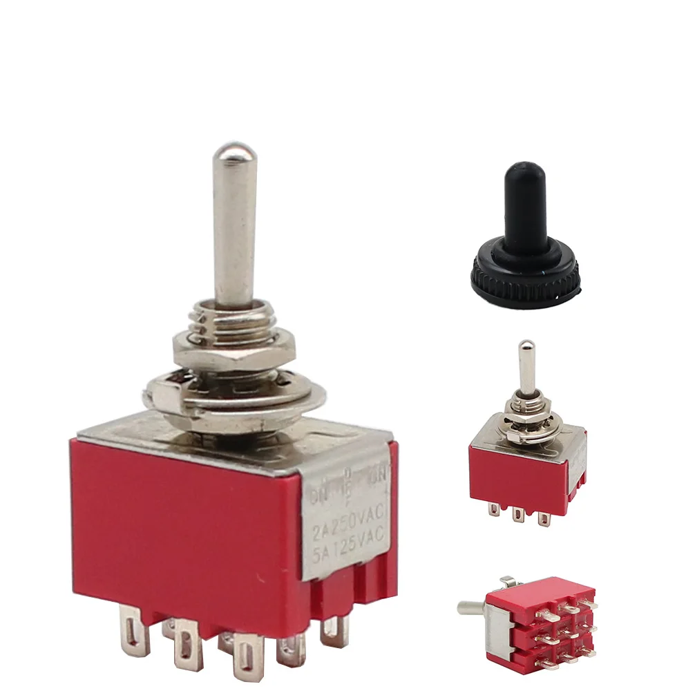 6A 125VAC Mini 6mm Toggle Switch MTS 102 103 202 203 302 303 402 403 on off SPDT DPDT on off on 3PDT Switch with Waterproof Cap